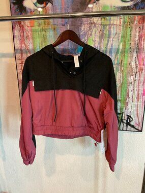 Alo International Anorak Hoodie Black Mars Clay Small NWT